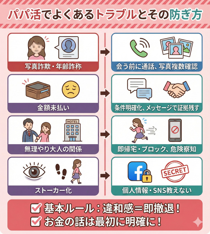 パパ活でよくあるトラブルとその防ぎ方