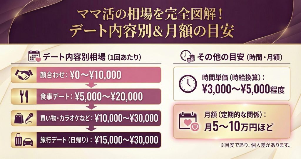 ママ活のお小遣い相場【2025年】デート内容別・平均いくら稼げる？