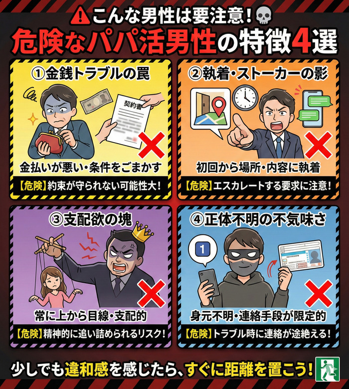 こんな男性は要注意！危険なパパ活男性の特徴