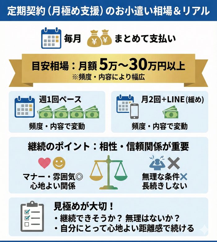 定期契約(月極めの支援)のお小遣い相場