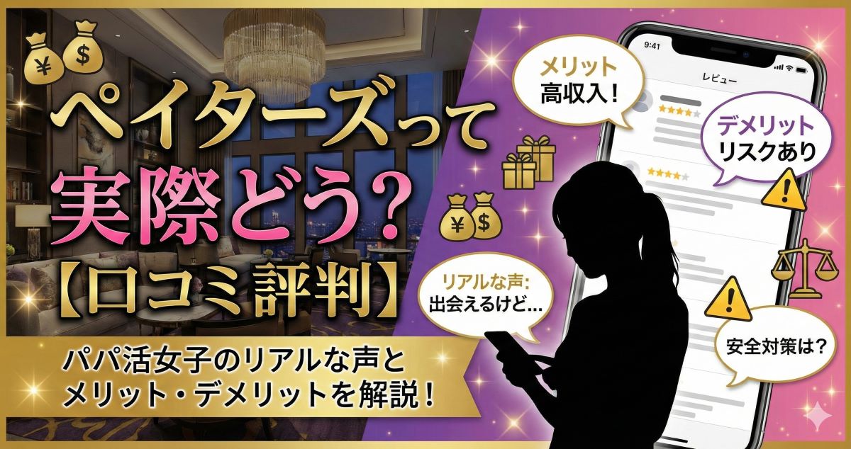 ペイターズって実際どう？【口コミ評判】パパ活女子のリアルな声とメリット・デメリットを解説！