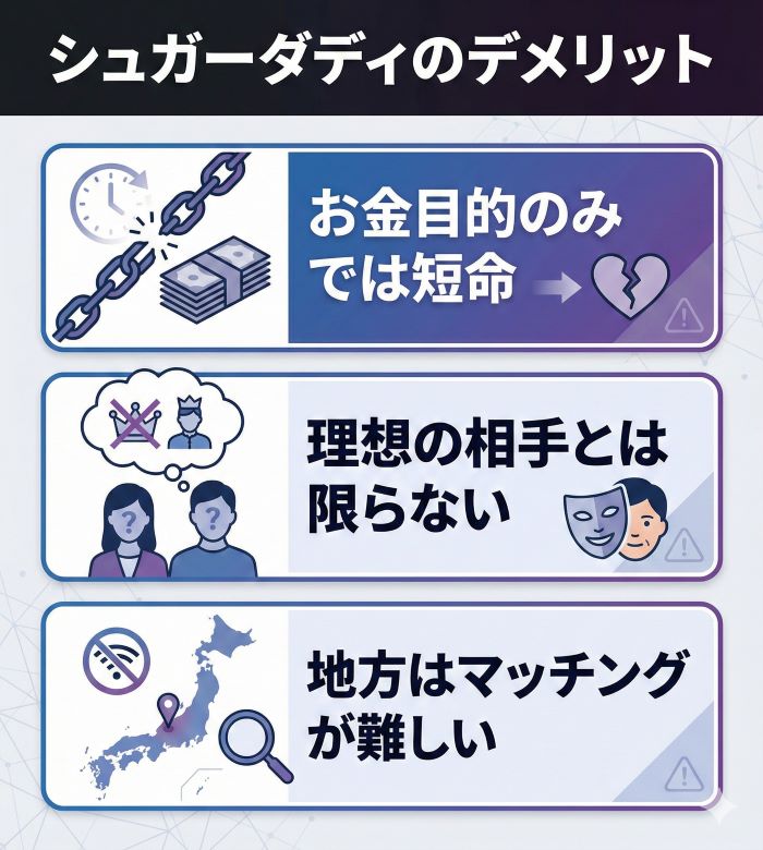 シュガーダディを使ってみて感じたデメリット