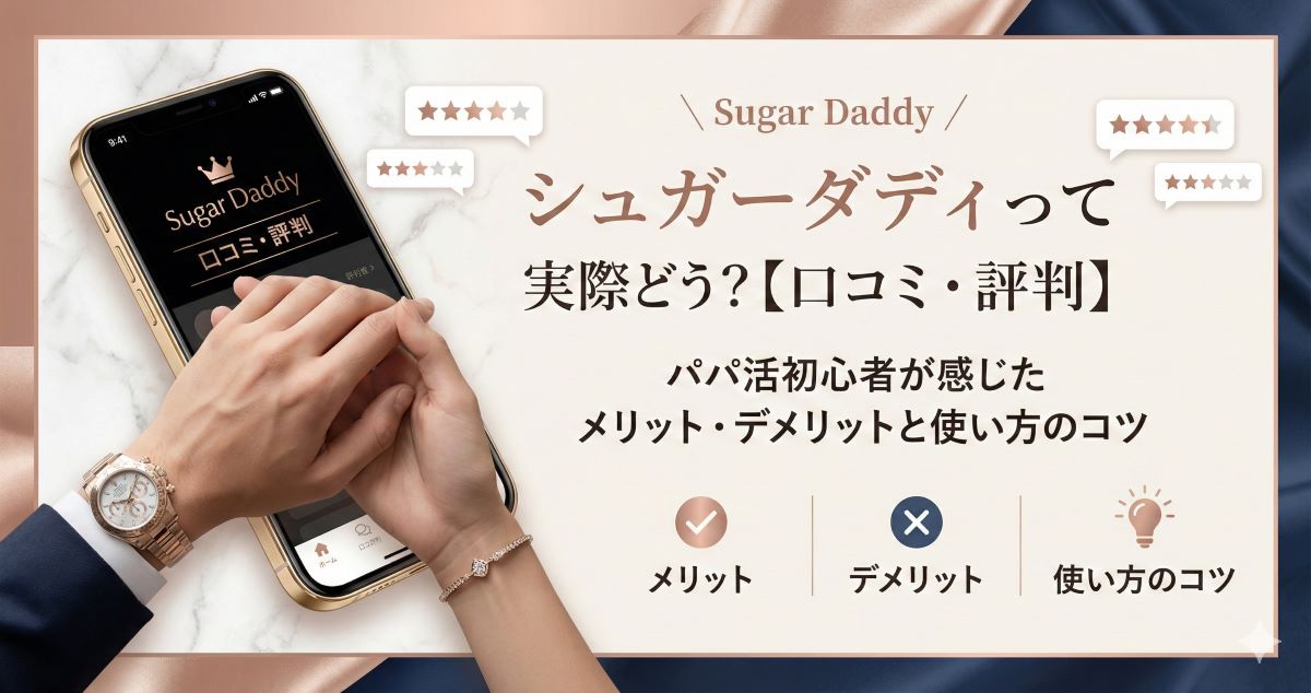 シュガーダディって実際どう？【口コミ・評判】パパ活初心者が感じたメリット・デメリットと使い方のコツ
